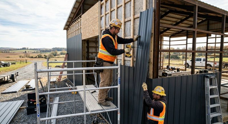 Metal Barn Siding Installation in Biddeford, ME
